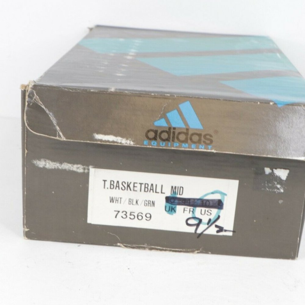 NOS Vintage 90s Adidas EQT Basketball Mid Sneakers Shoes White Green - Picture 10 of 11